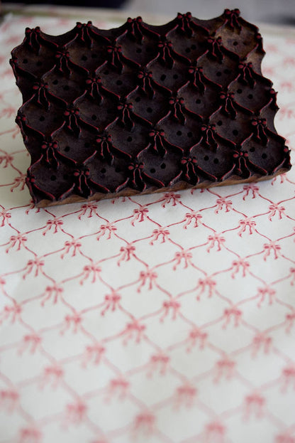 Block Printed Wrapping Paper Sheets - BP Bows Pink Sorbet