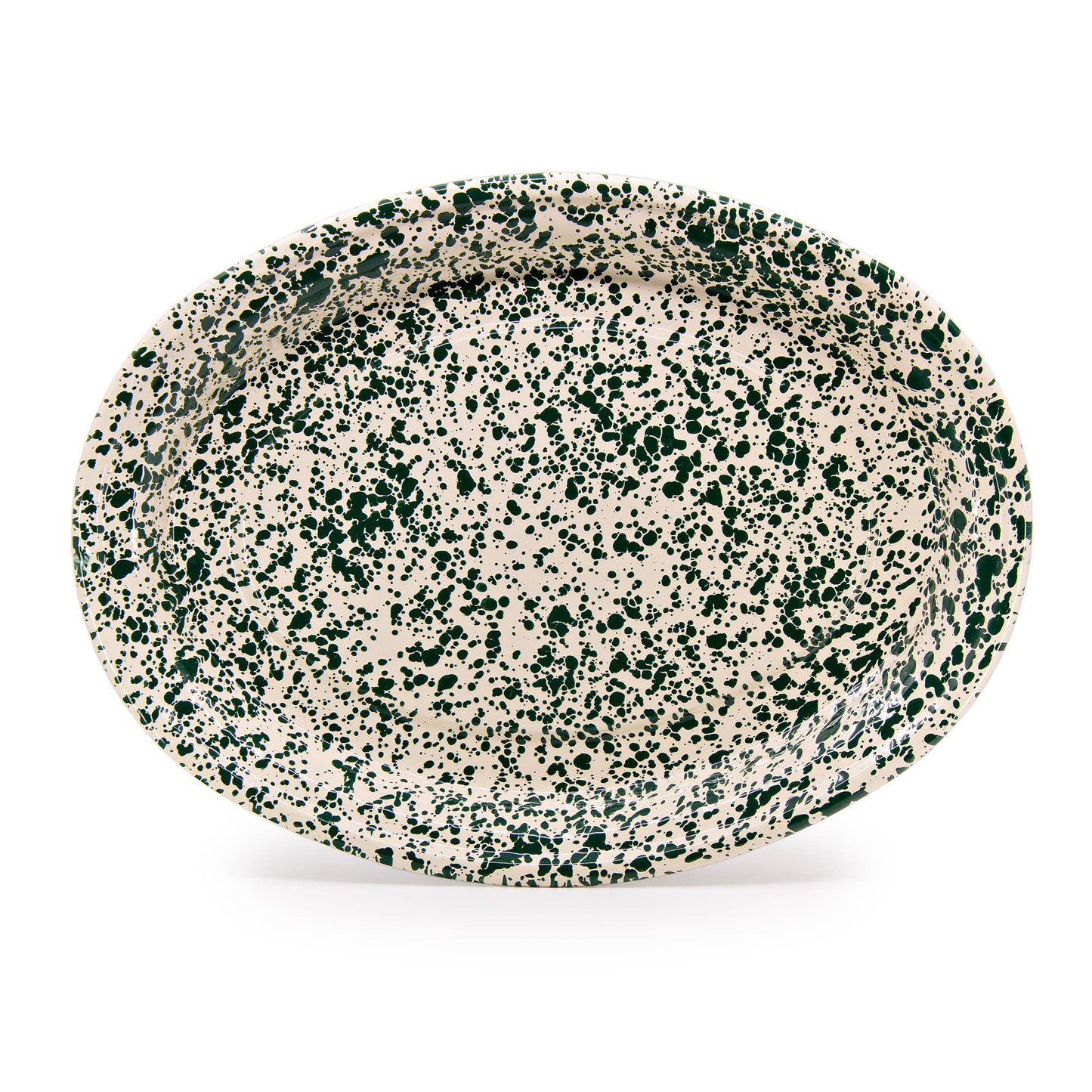 Oval Platter Splatterwear Green & Cream Enamelware
