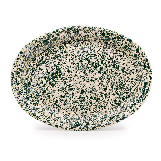 Oval Platter Splatterwear Green & Cream Enamelware