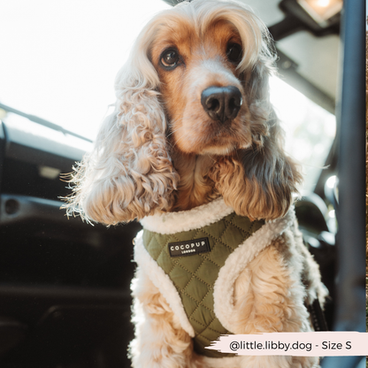 Khaki Quilted Adjustable Neck Dog Harness - Cocopup