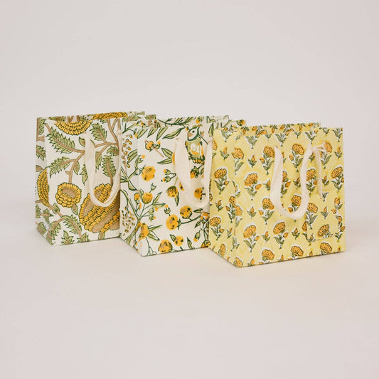 Small Hand Block Printed Gift Bags - Sunshine Refresh