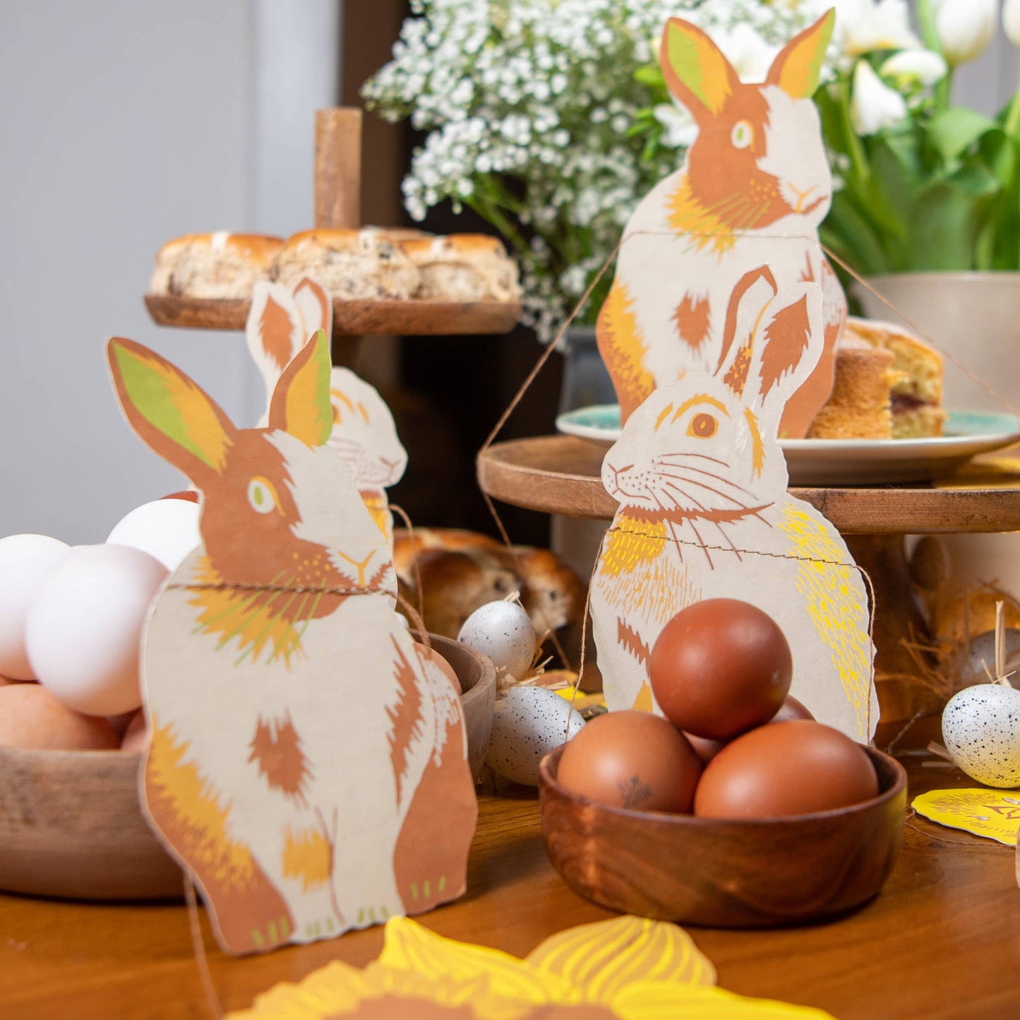 Rabbits Daffodils Easter Sewn Garland