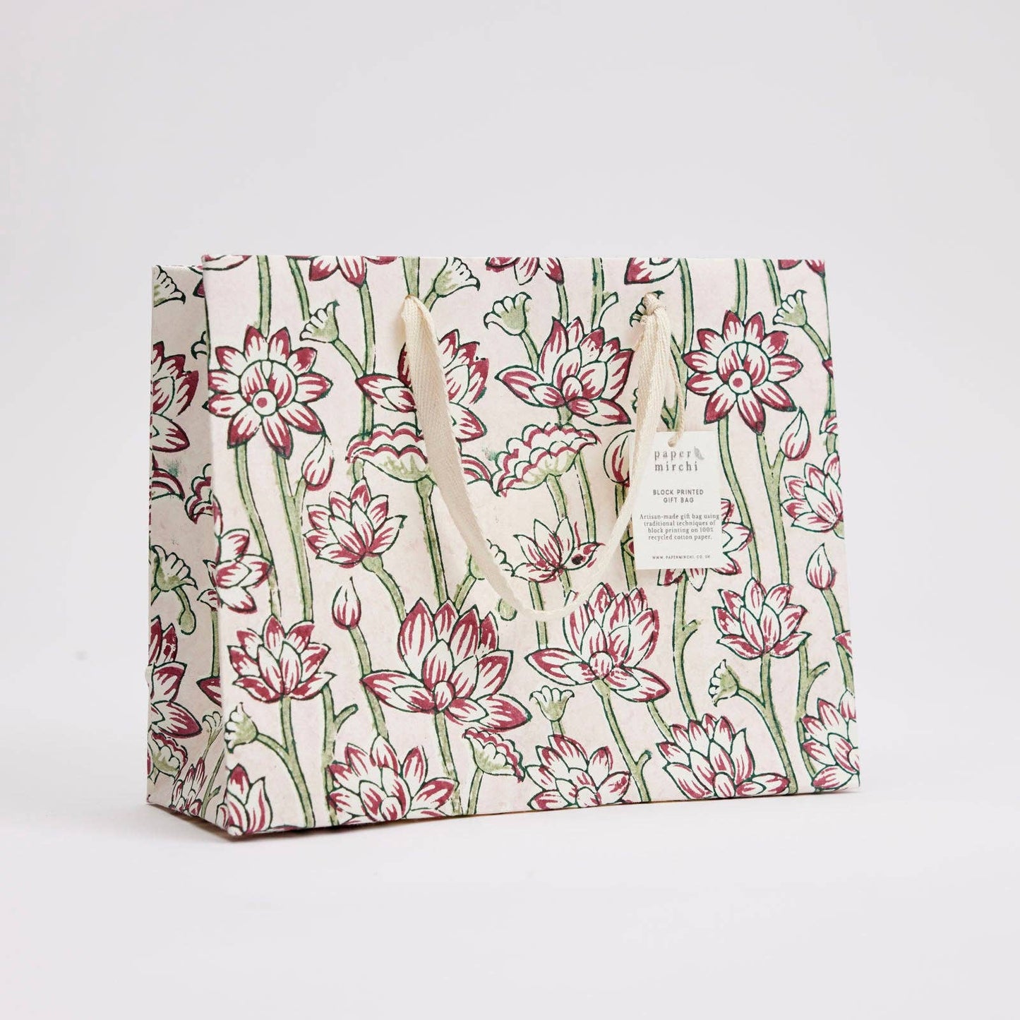 Lotus Cherry Medium Block Printed Gift Bags