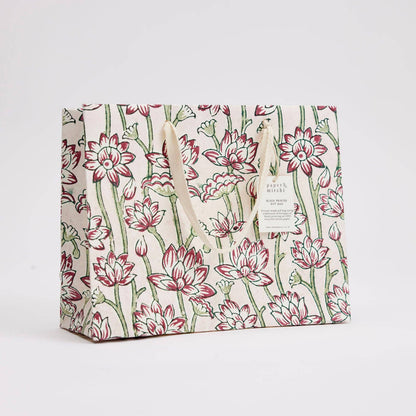 Lotus Cherry Medium Block Printed Gift Bags