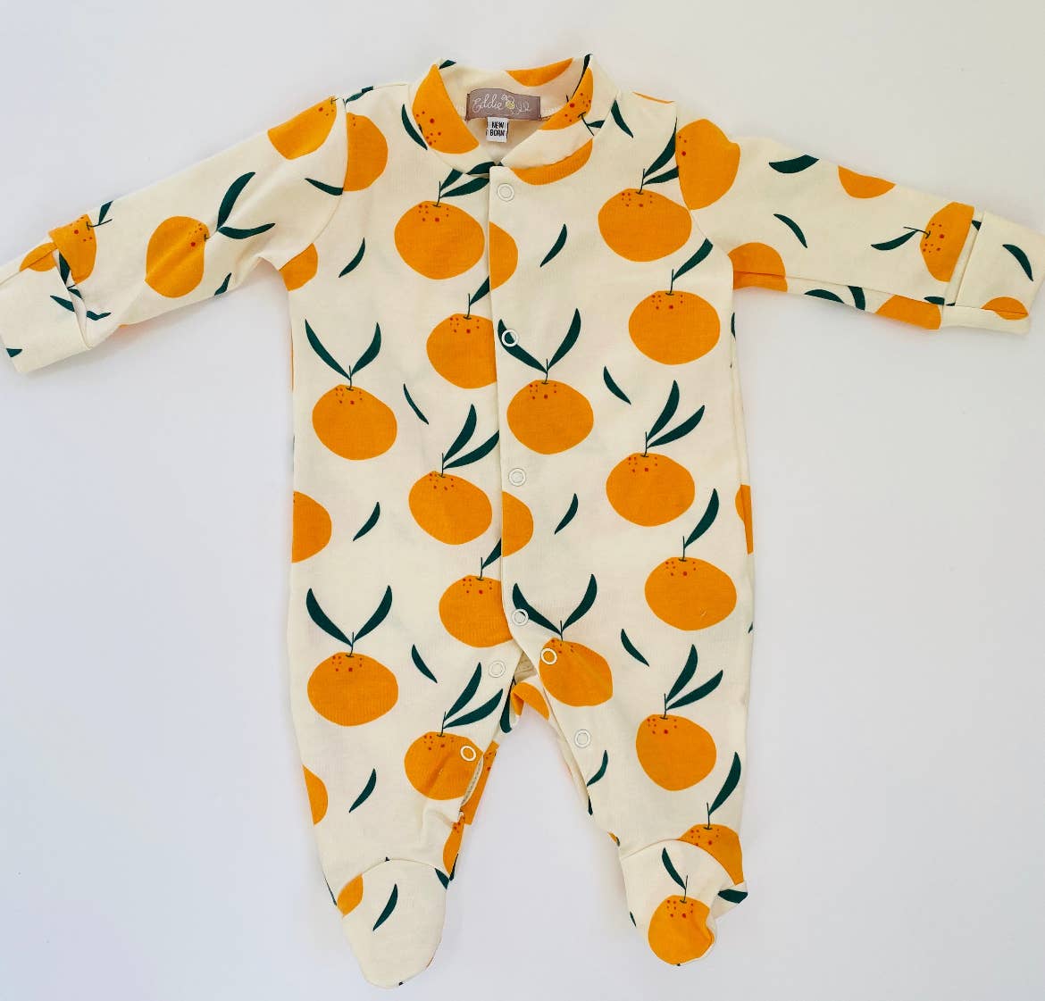 Clementine Print Organic Cotton Baby Sleepsuit Newborn - 12m