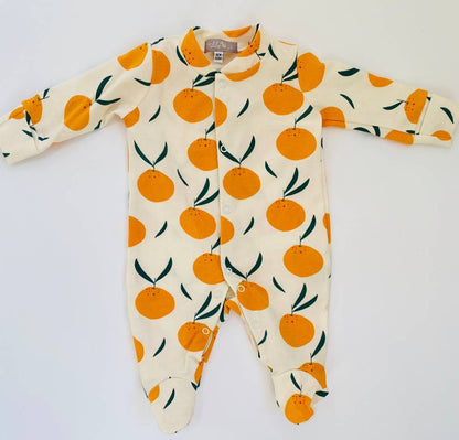 Clementine Print Organic Cotton Baby Sleepsuit Newborn - 12m