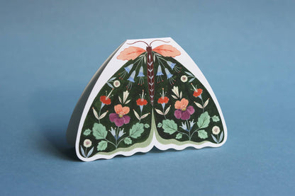Forest Green Floral Moth shaped card