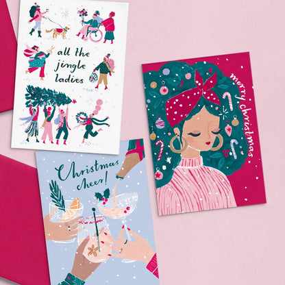 Decorated Hair Christmas Card | Holiday Card | Xmas Cards