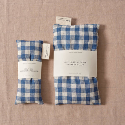 Blue Linen Gingham Hot & Cold Use Lavender Therapy Pillow