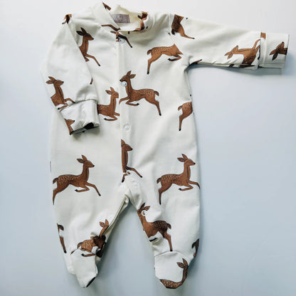 Deer Christmas Organic Cotton Baby Sleep Suit Onesie