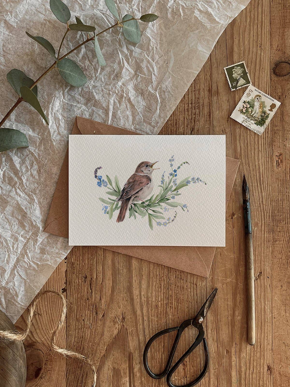 Nightingale and the Forget-Me-Nots Card