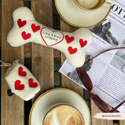 Love Hearts Hugs & Knitted Bone Dog Toy - Cocopup