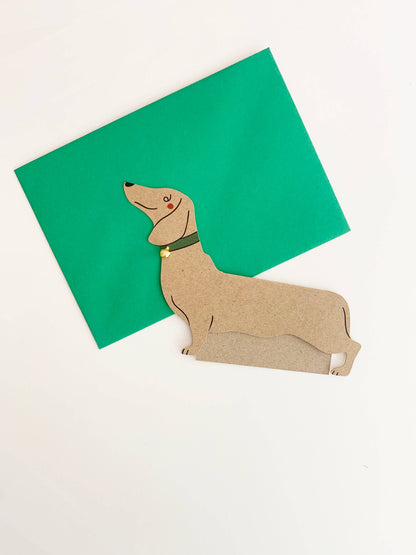 Standing Dachshund Sausage Dog Shaped Card