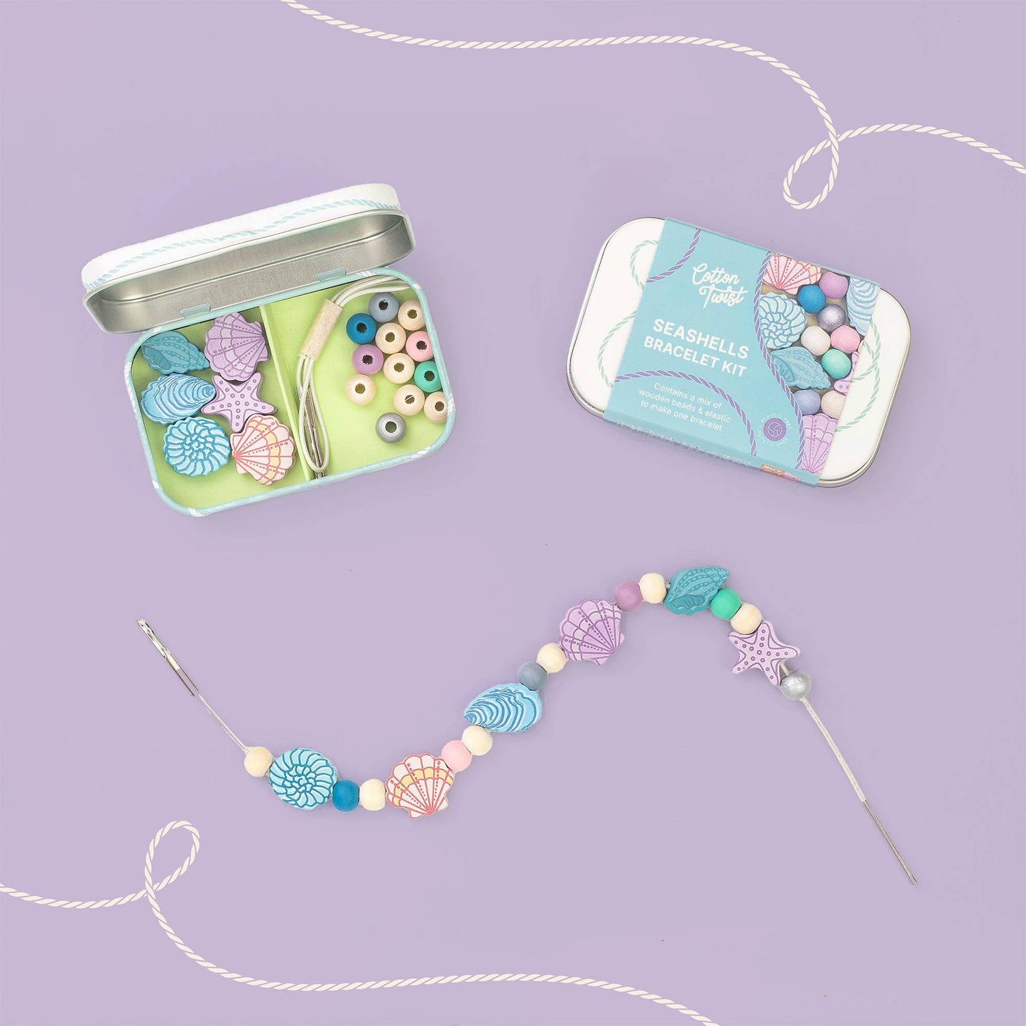 Mini Seashell Bracelet Gift Kit Wooden Bead Jewellery Making Friendship Bracelet Childrens
