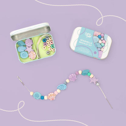 Mini Seashell Bracelet Gift Kit Wooden Bead Jewellery Making Friendship Bracelet Childrens
