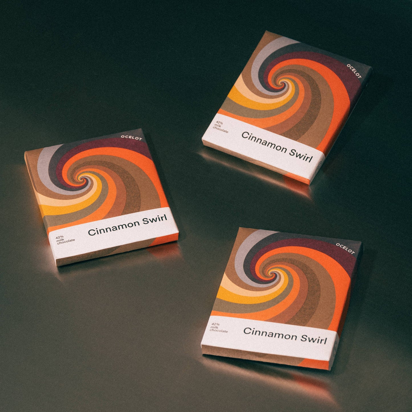 Cinnamon Swirl - 55% Milk Chocolate & cinnamon bun bar, 70g Ocelot