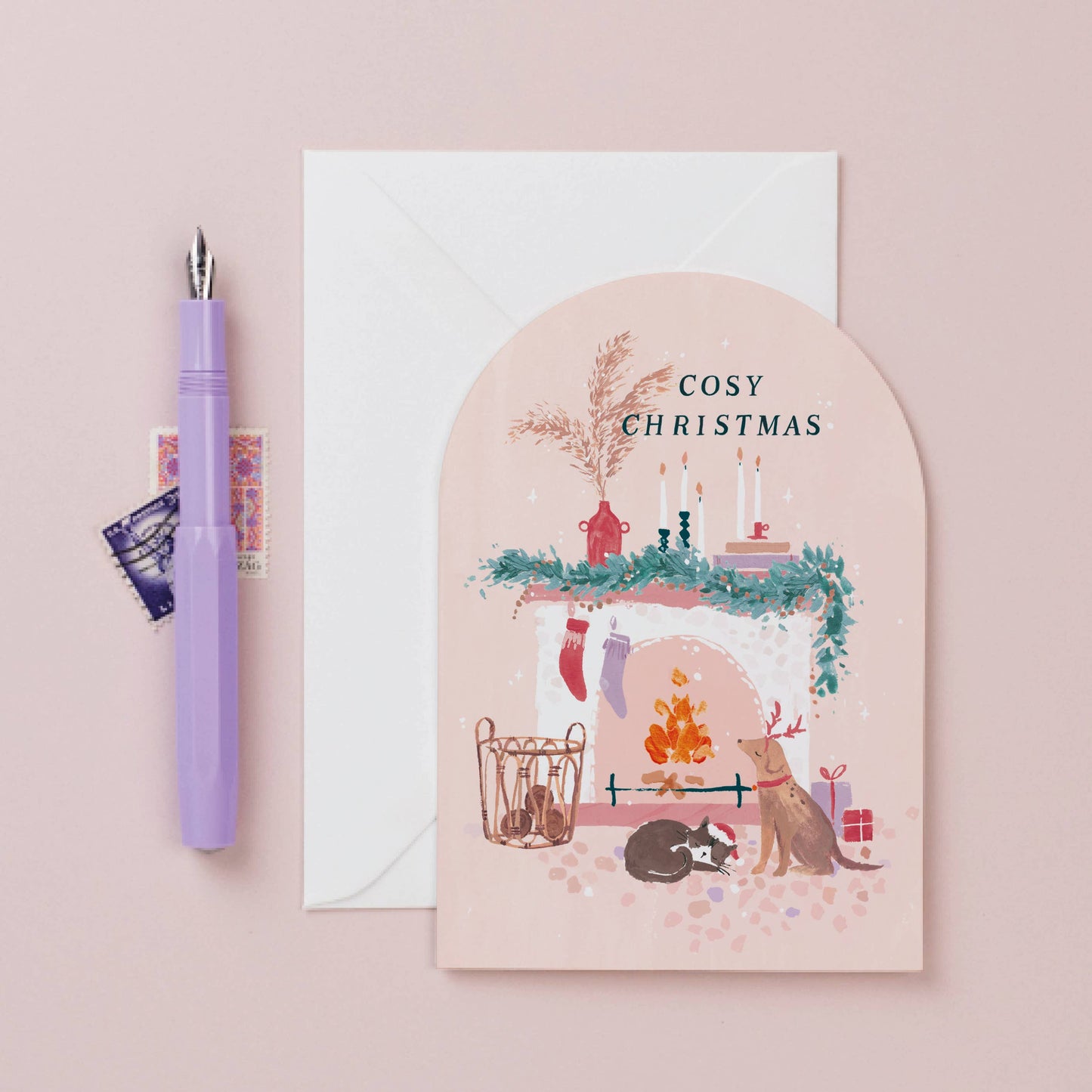 Cosy Fireplace Christmas Card | Holiday Card | Seasonal Card