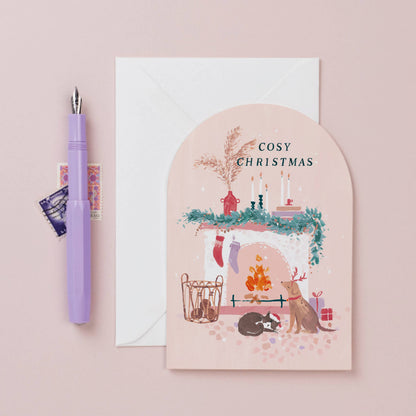 Cosy Fireplace Christmas Card | Holiday Card | Seasonal Card