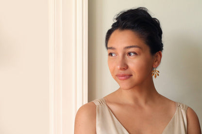 Gold Leaf Chandelier Earrings