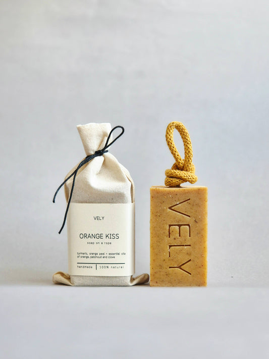 Orange Kiss Natural Handmade Soap On A Rope