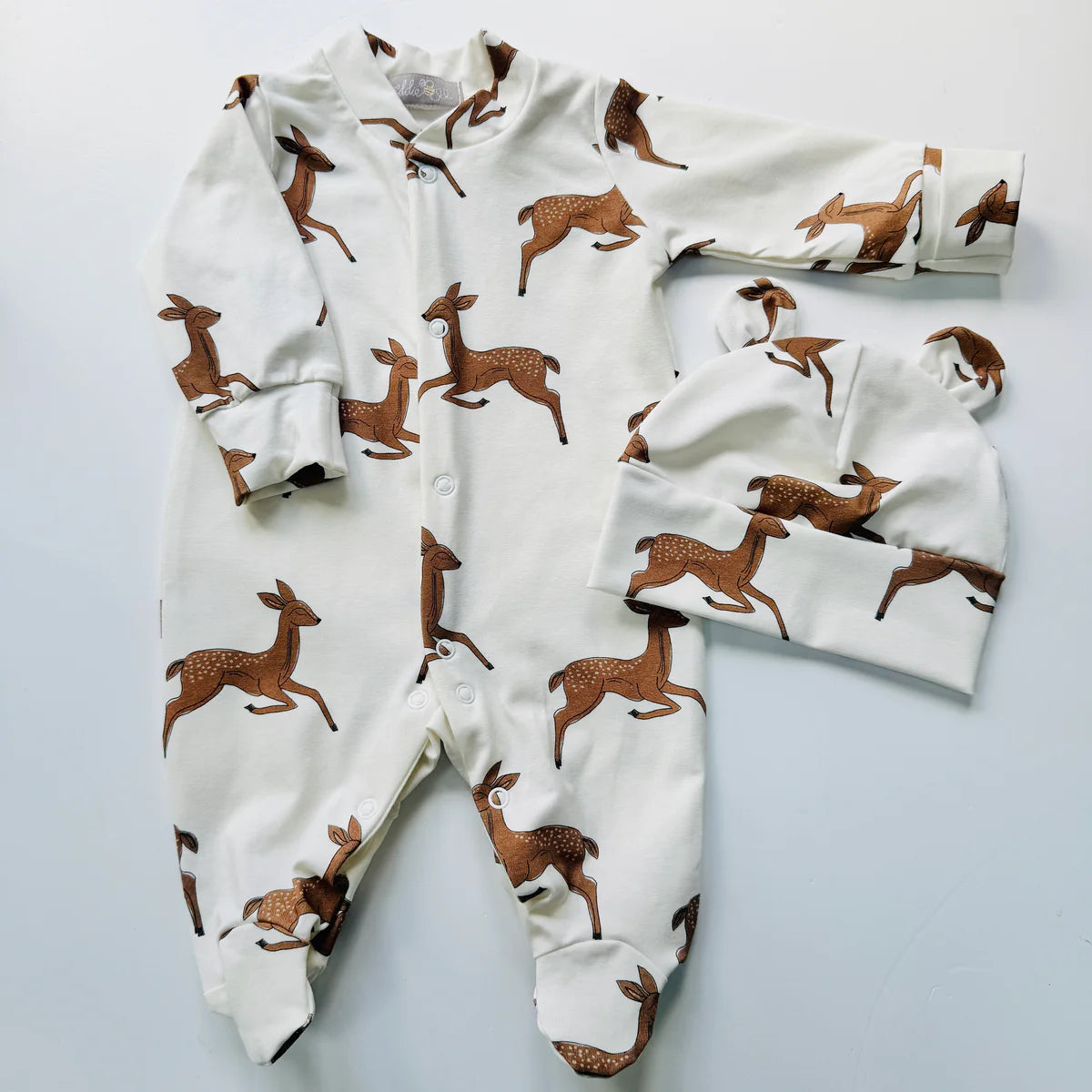 Deer Christmas Organic Cotton Baby Sleep Suit Onesie