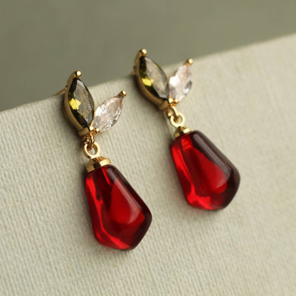 Pomegranate Seed Cut Glass & Crystal Earrings