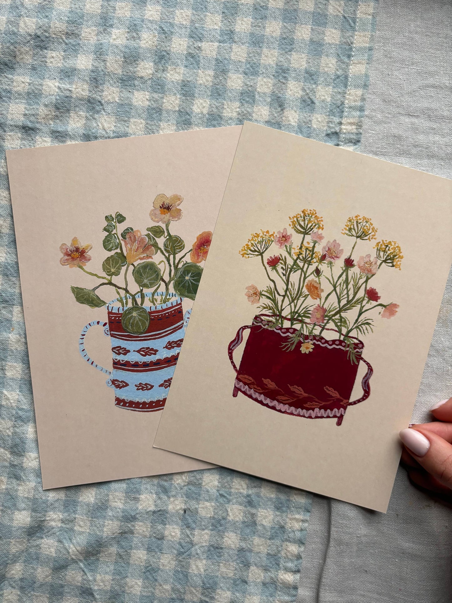Apricot Nasturtium A5 Gouache Art Print