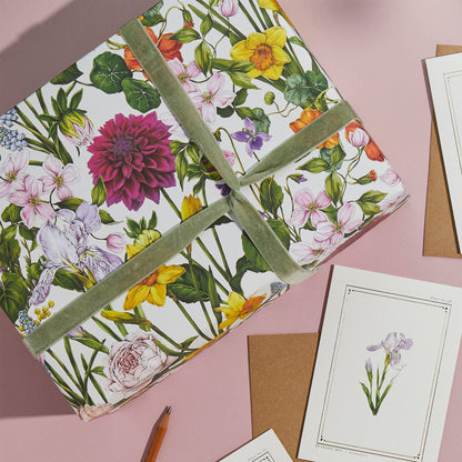 Bountiful Blooms Floral Gift Wrap / Botanical Wrapping Paper Sheets