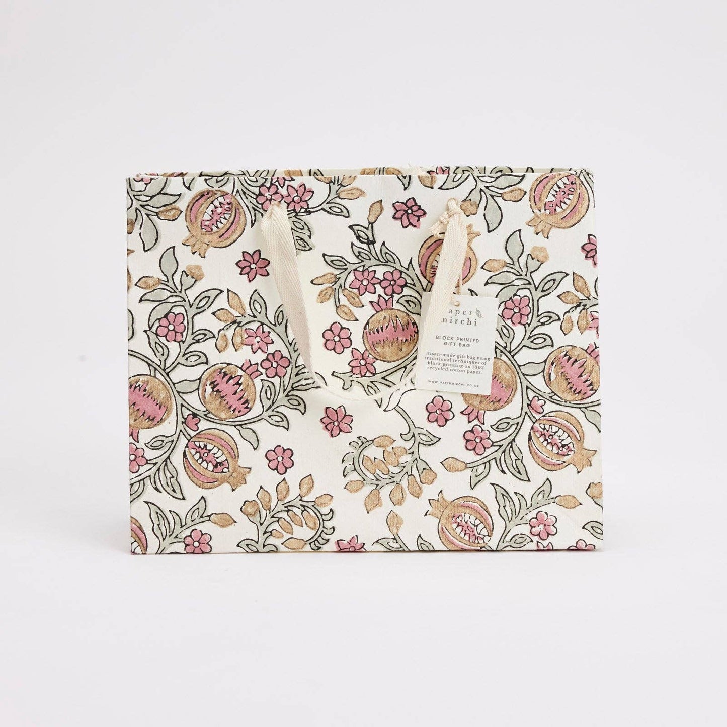 Pomegranate Pink Earth Medium Block Printed Gift Bags