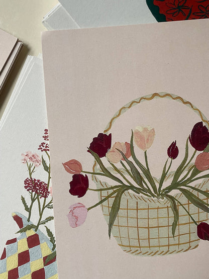 Basket of Tulips - A5 Print