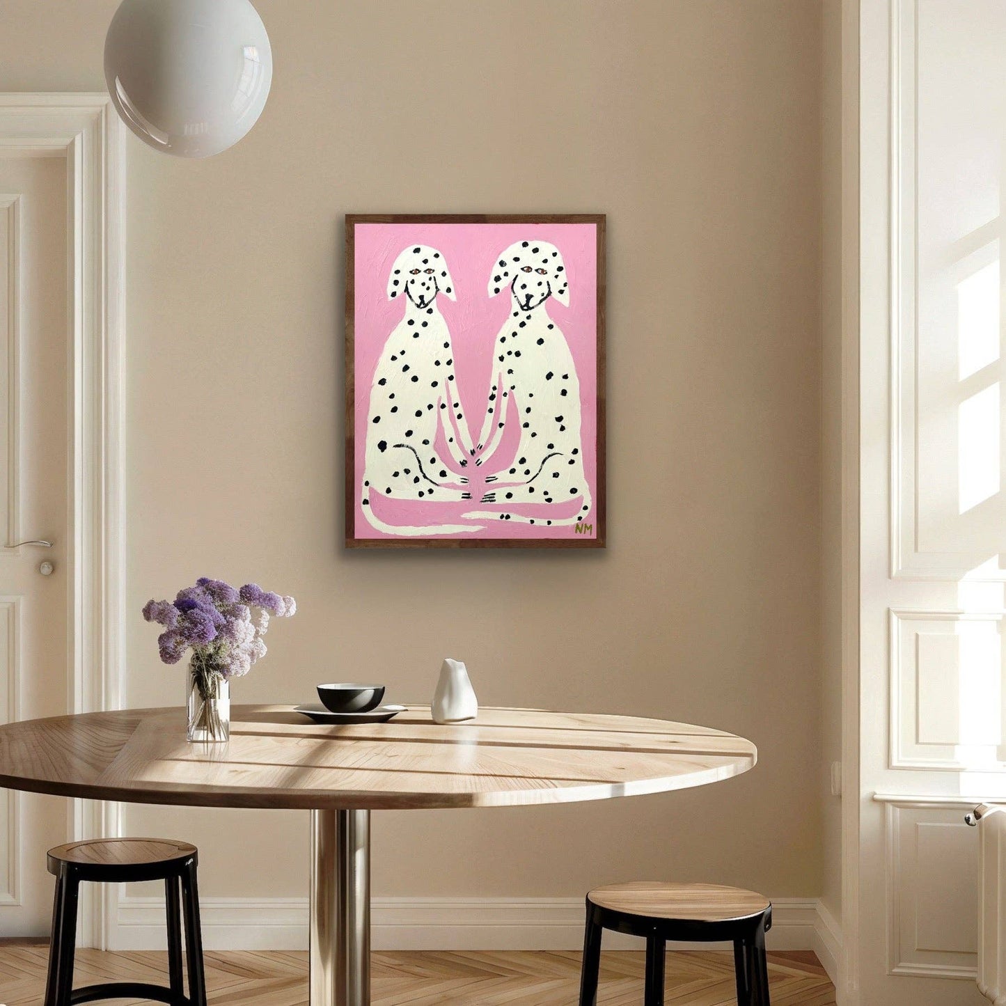 Dalmatians on Pink Art Print