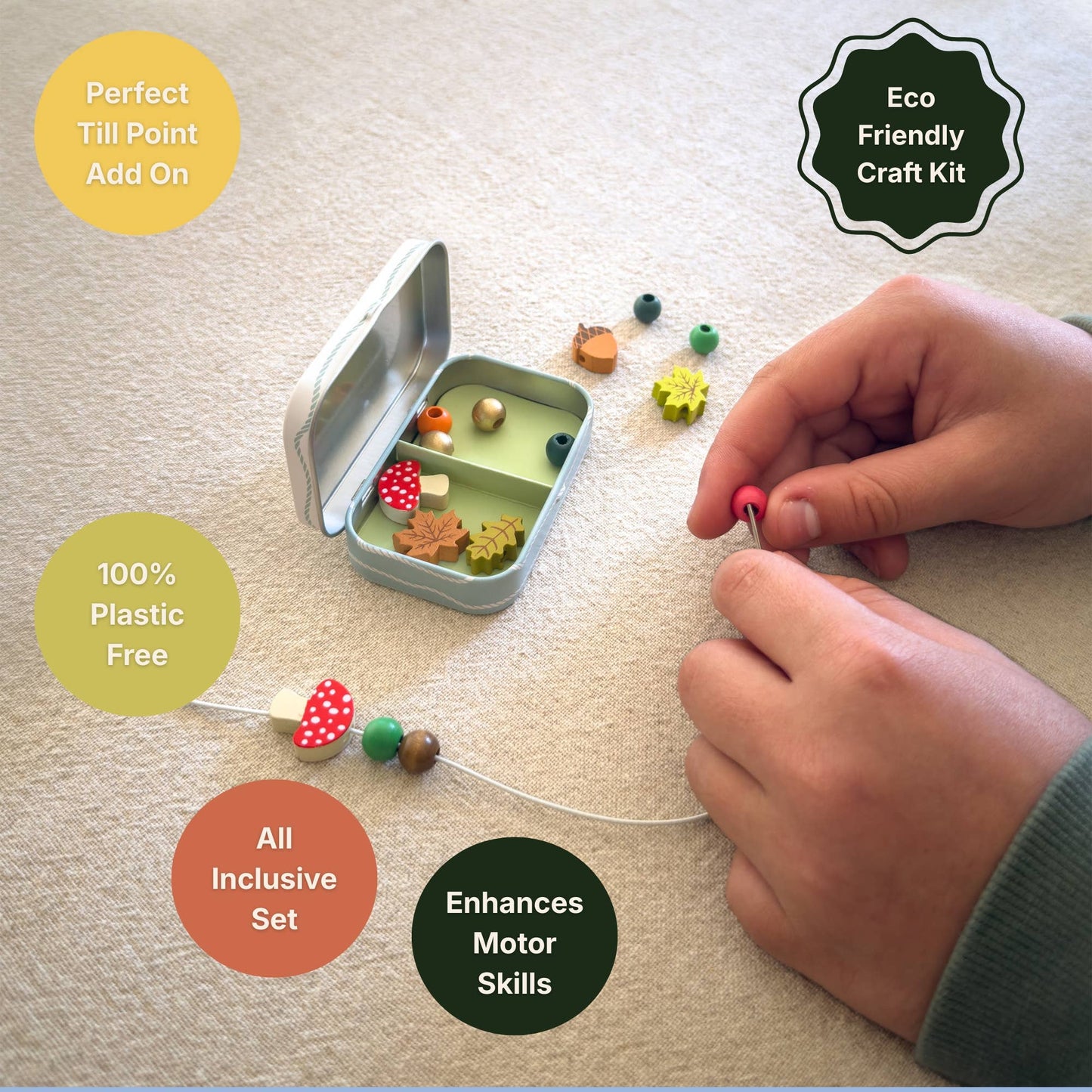 Mini Forest Bracelet Gift Kit Wooden Bead Jewellery Making Friendship Bracelet Childrens
