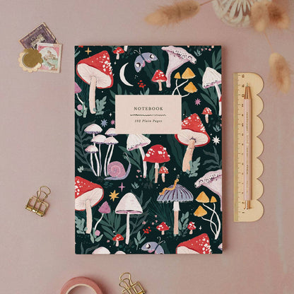 Mushrooms Notebook | Plain Page Journal | Notebooks Autumn Toadstall, Moth, Woodland