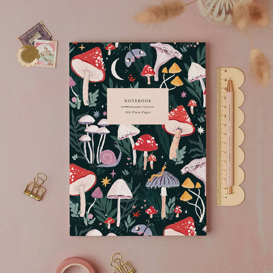 Mushrooms Notebook | Plain Page Journal | Notebooks Autumn Toadstall, Moth, Woodland