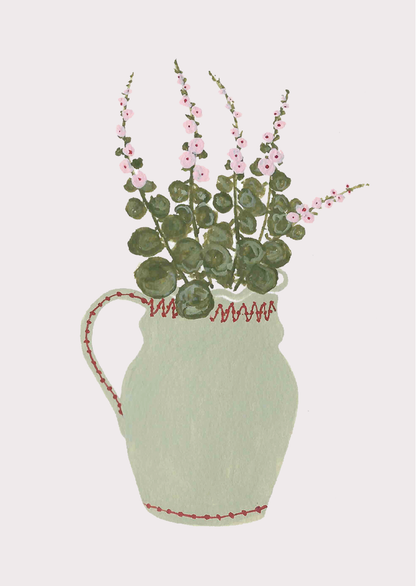 Hollyhocks Mini Art Card