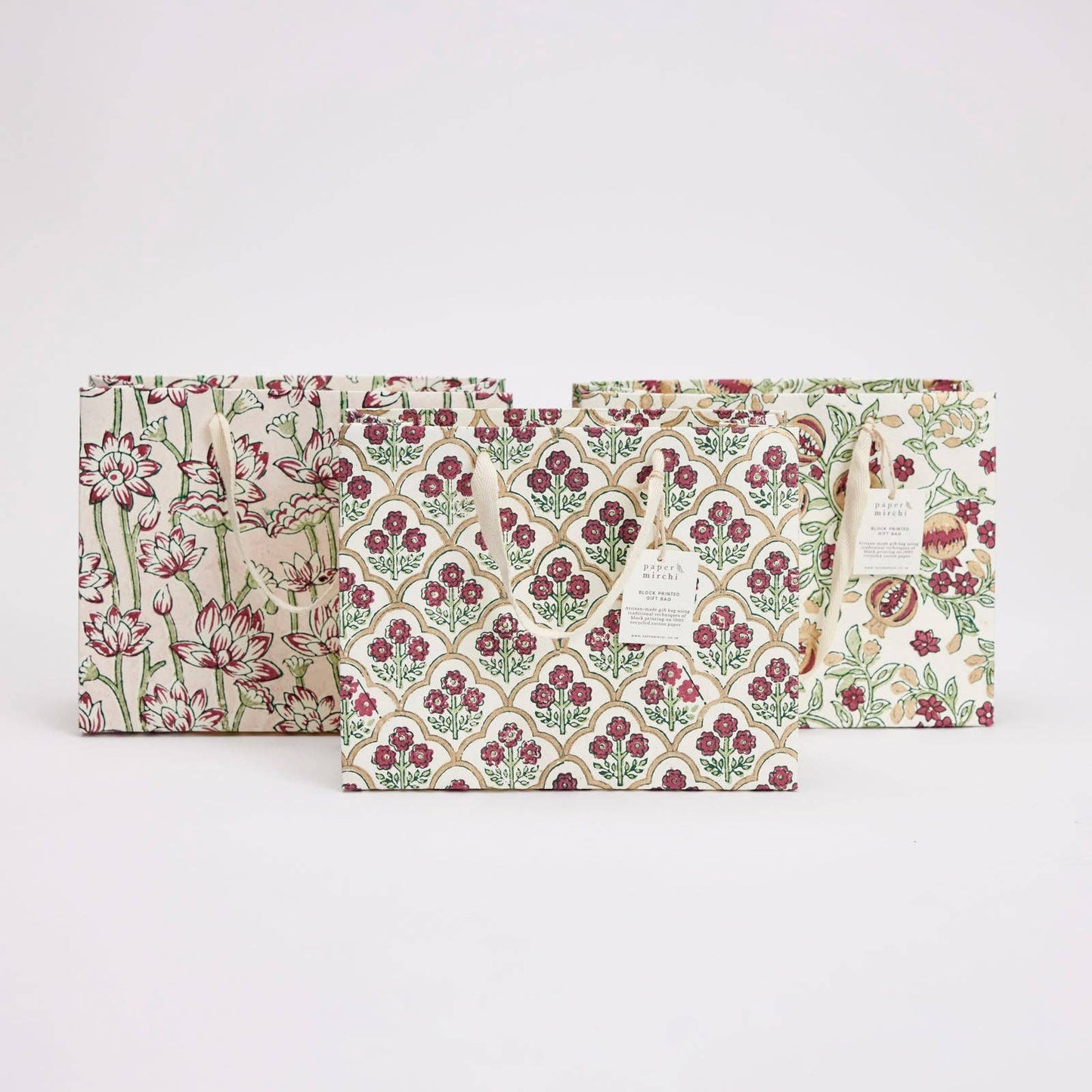 Pomegranate Cherry Medium Block Printed Gift Bags