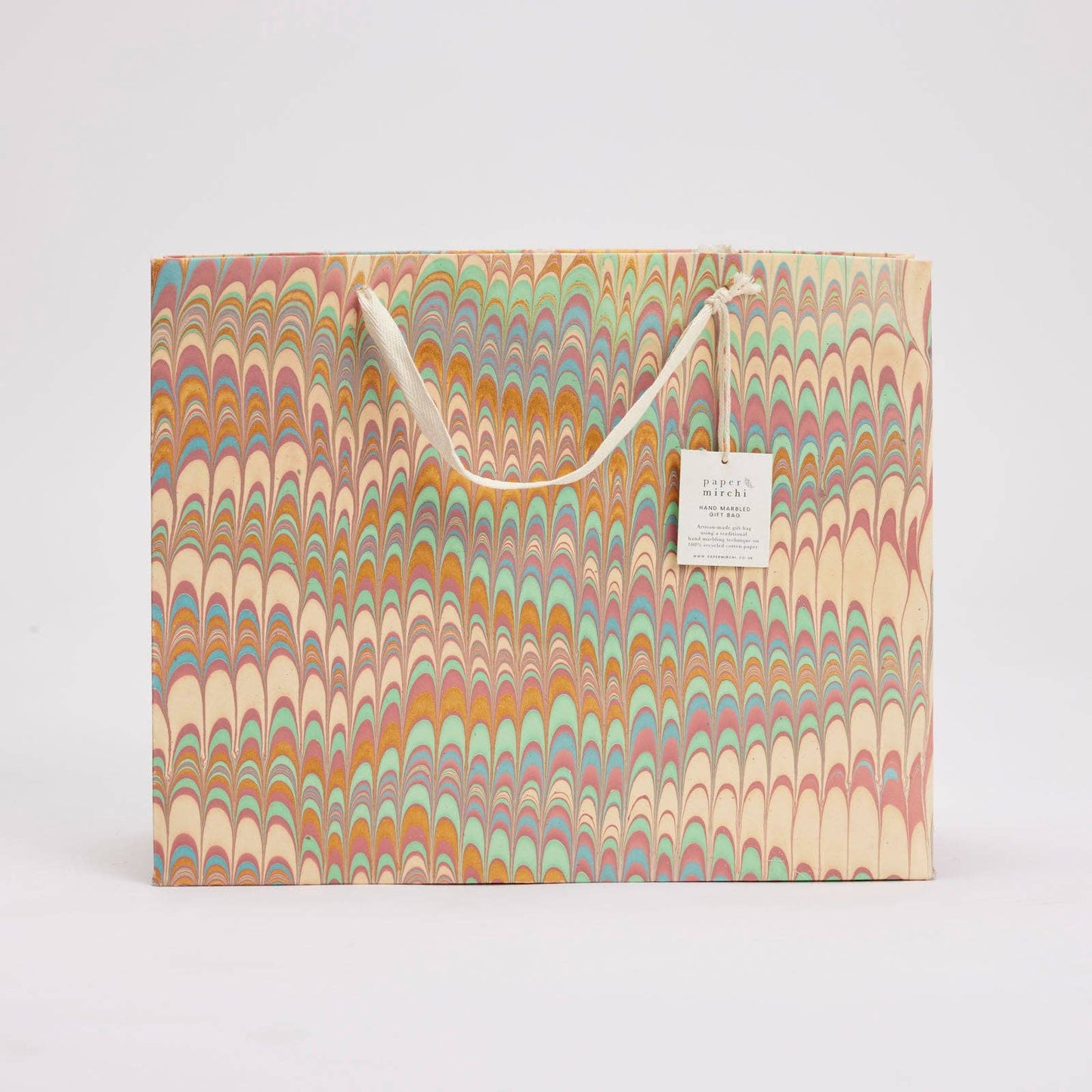 Scallops Mint Rose Large Hand Marbled Gift Bags