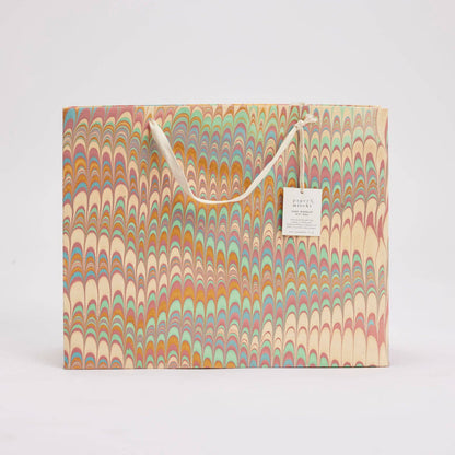 Scallops Mint Rose Large Hand Marbled Gift Bags