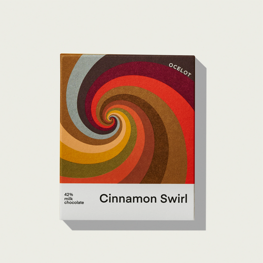 Cinnamon Swirl - 55% Milk Chocolate & cinnamon bun bar, 70g Ocelot