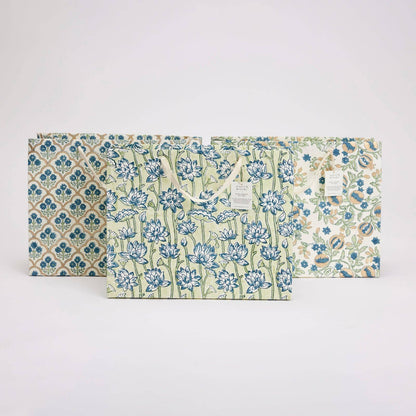 Trellis Indigo Large Block Printed Gift Bag