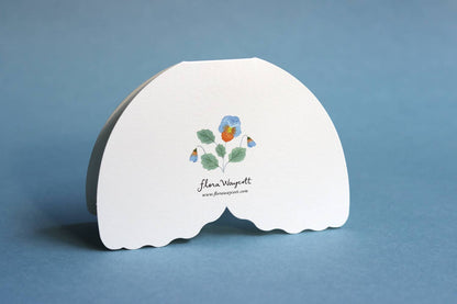 Dark Blue Floral Moth shaped card