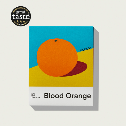 Blood Orange - award winning Organic 70% dark choc bar, 70g Ocelot