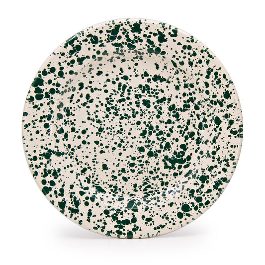 Dinner Plate Splatter Green & Cream Enamelware