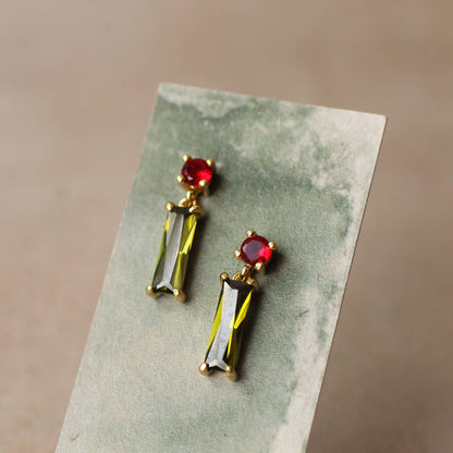 Mid Century Olive Green Earrings