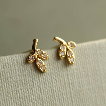 Leaf Petal Sterling Silver Stud Earrings