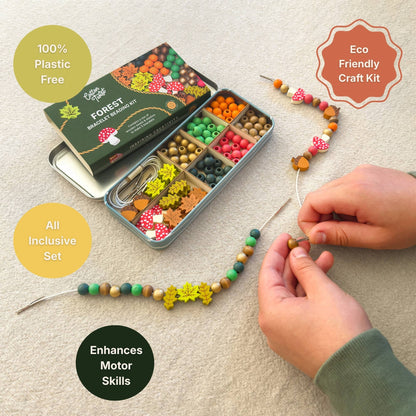 Forest Bracelet Wooden Bead Jewellery Making Friendship Bracelet Kit Childrens