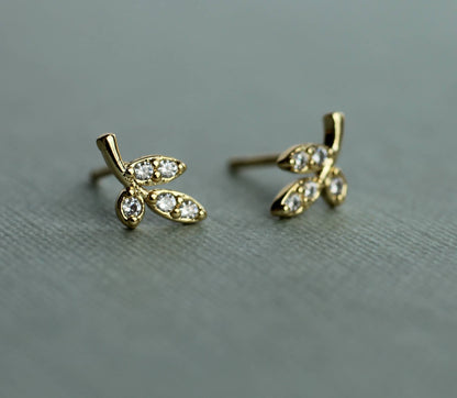 Leaf Petal Sterling Silver Stud Earrings