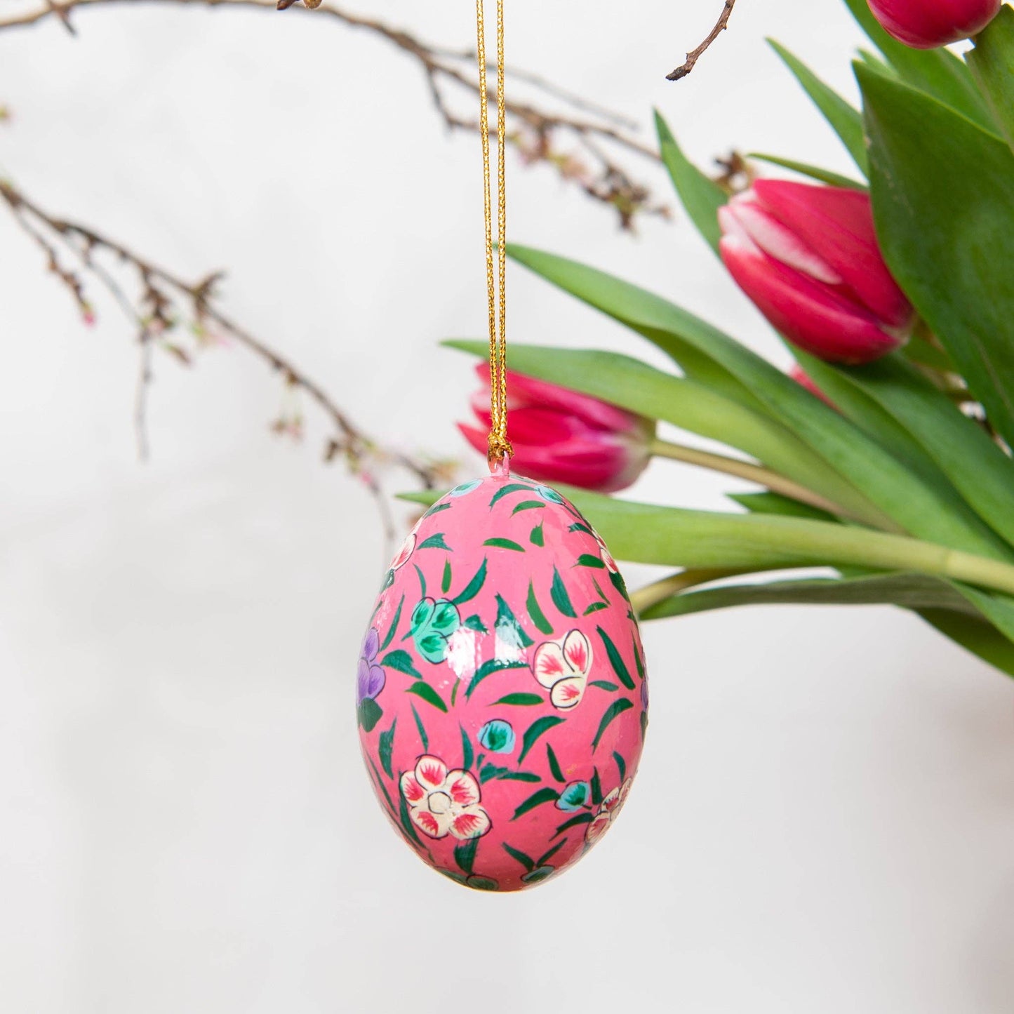 Pink and Purple Kashmiri Hand Painted Easter Egg