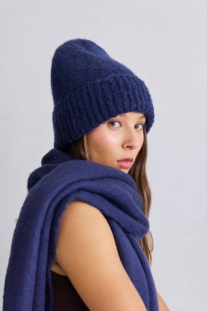 Midnight Blue Beanie Hat Made From 100% Recycled Materials