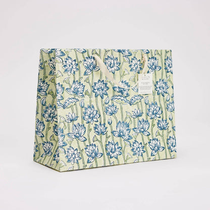 Lotus Indigo Large Block Printed Gift Bag